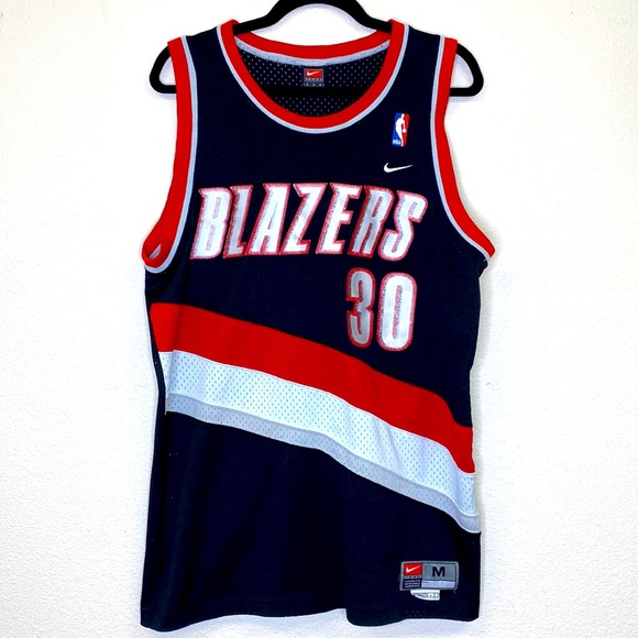 Retro Portland Trail Blazers Jersey Nike #30 Wallace Shirt Med+2 NBA Vintage - Picture 1 of 12